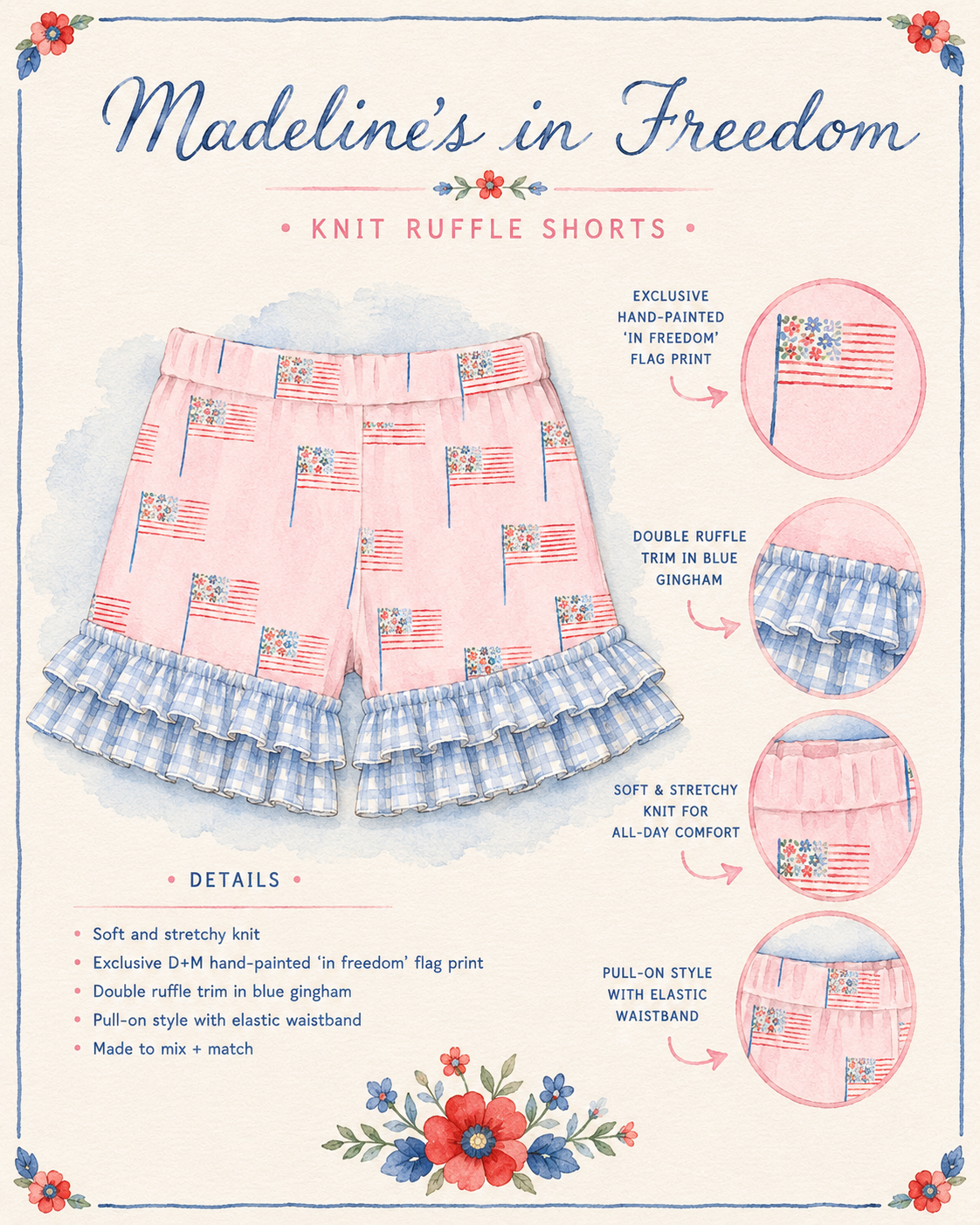 Madeline's Freedom Ruffle Shorts